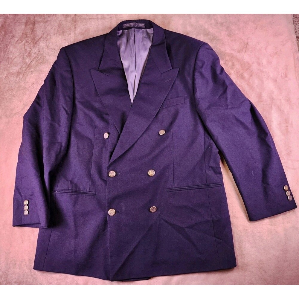 Mappeli de Milano Men's Navy Wool Double-Breasted Blazer